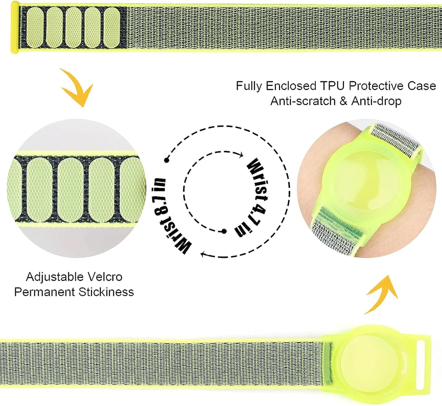 2 Pack AirTag Bracelet for Kids, Apple Air Tag Protective Cover with Nylon Wristband, Anti Lost GPS Trackers Case Cover Elastic Watch Band for Toddlers Girls Boys Elders (Blue,Green)