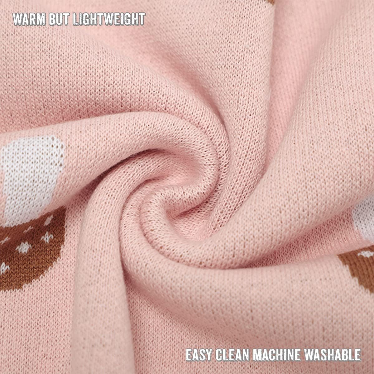 Swaddle Blanket for Girls 100% Cotton Buttery Soft Cozy Receiving Swaddle Crib Stroller Blanket for Shower Gift Registry for Newborns, Infants, Toddlers (Mushroom - Pink)