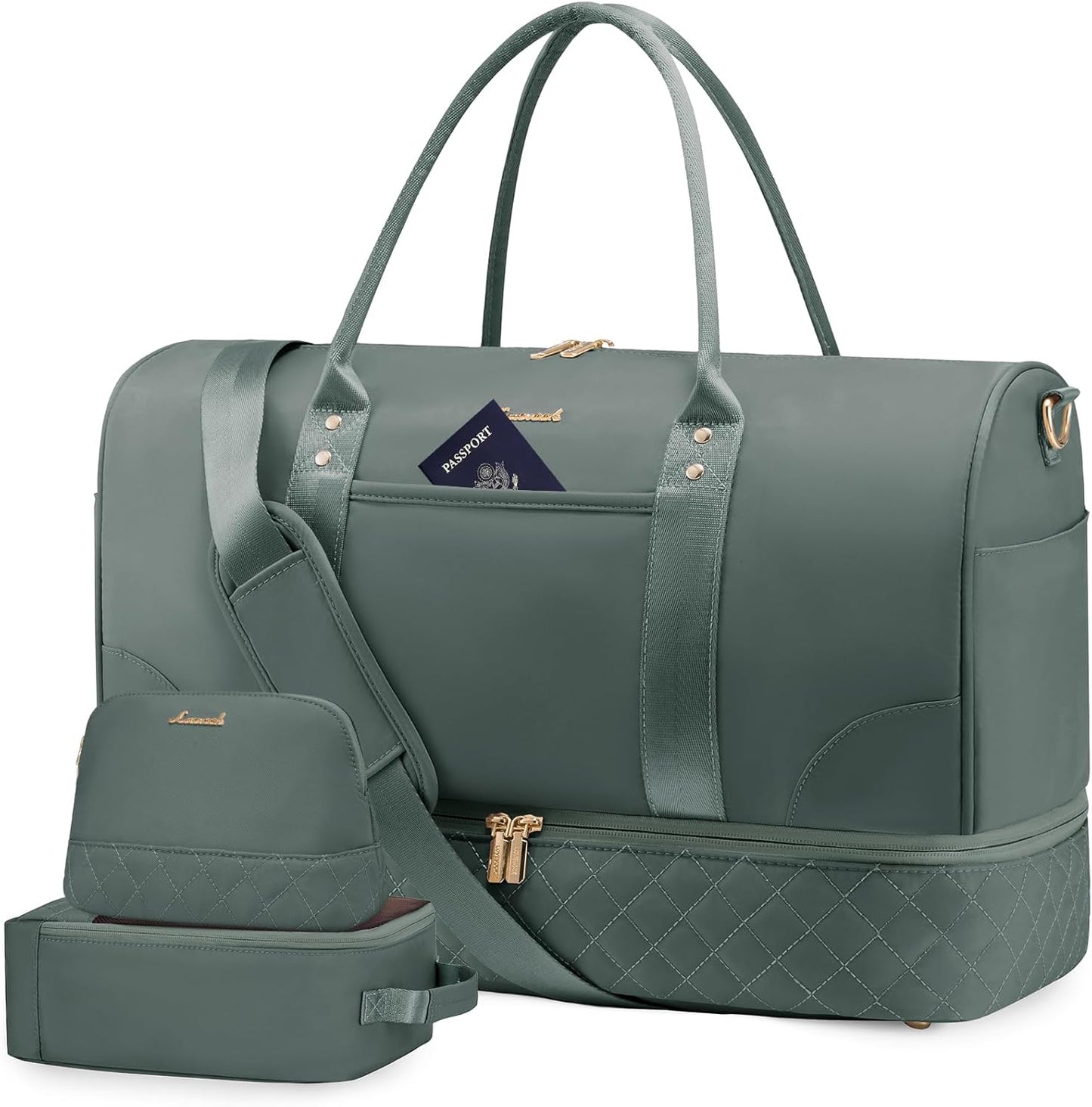 LOVEVOOK Travel Bag,Weekender Bag for Women Travel Duffle Bag with Shoe Compartment,Carry on Overnight Bag with Wet Pocket,Gym Yoga Duffel Bag,Hospital Bags for Labor and Delivery,3 Pcs Set