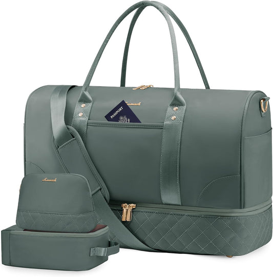 LOVEVOOK Travel Bag,Weekender Bag for Women Travel Duffle Bag with Shoe Compartment,Carry on Overnight Bag with Wet Pocket,Gym Yoga Duffel Bag,Hospital Bags for Labor and Delivery,3 Pcs Set