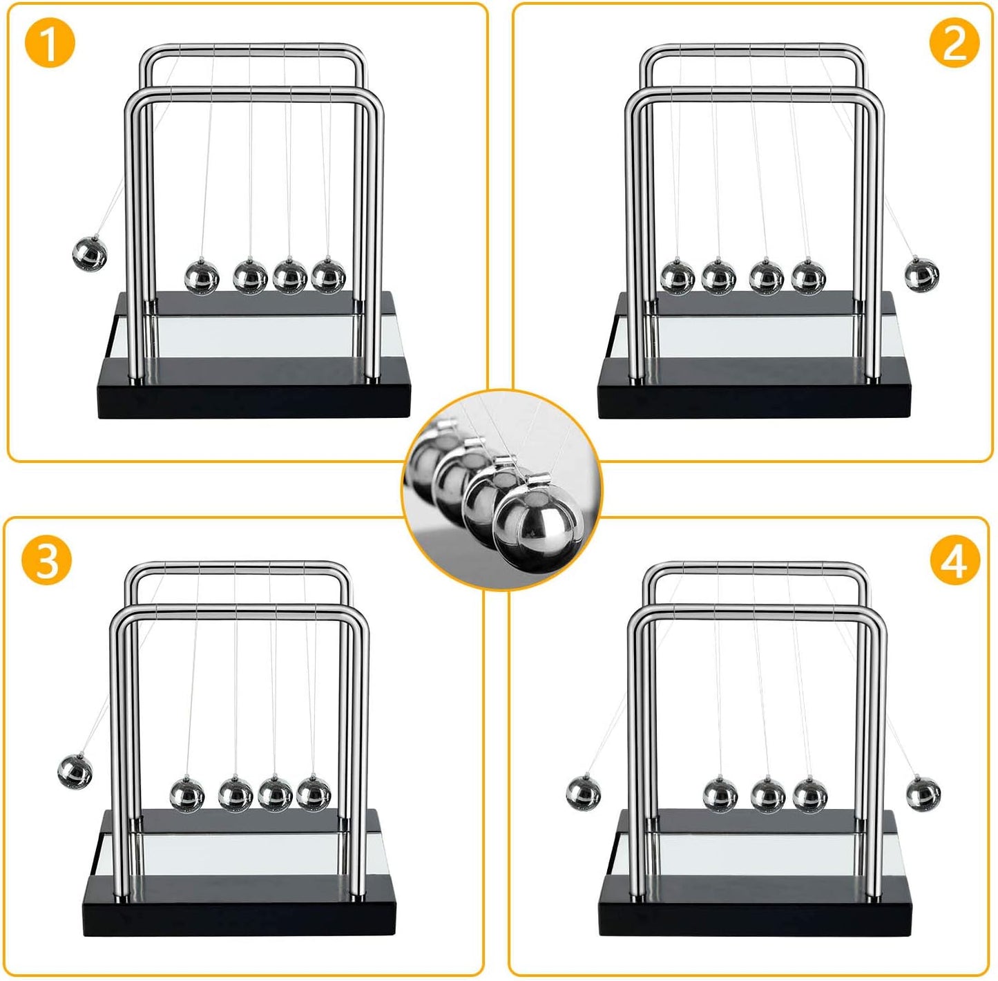 Newton's Cradle Desk Table Decor Metal Pendulum Ball Newton Ball Physics Science Pendulum Steel Balance Ball for Office Physics Teacher Toys