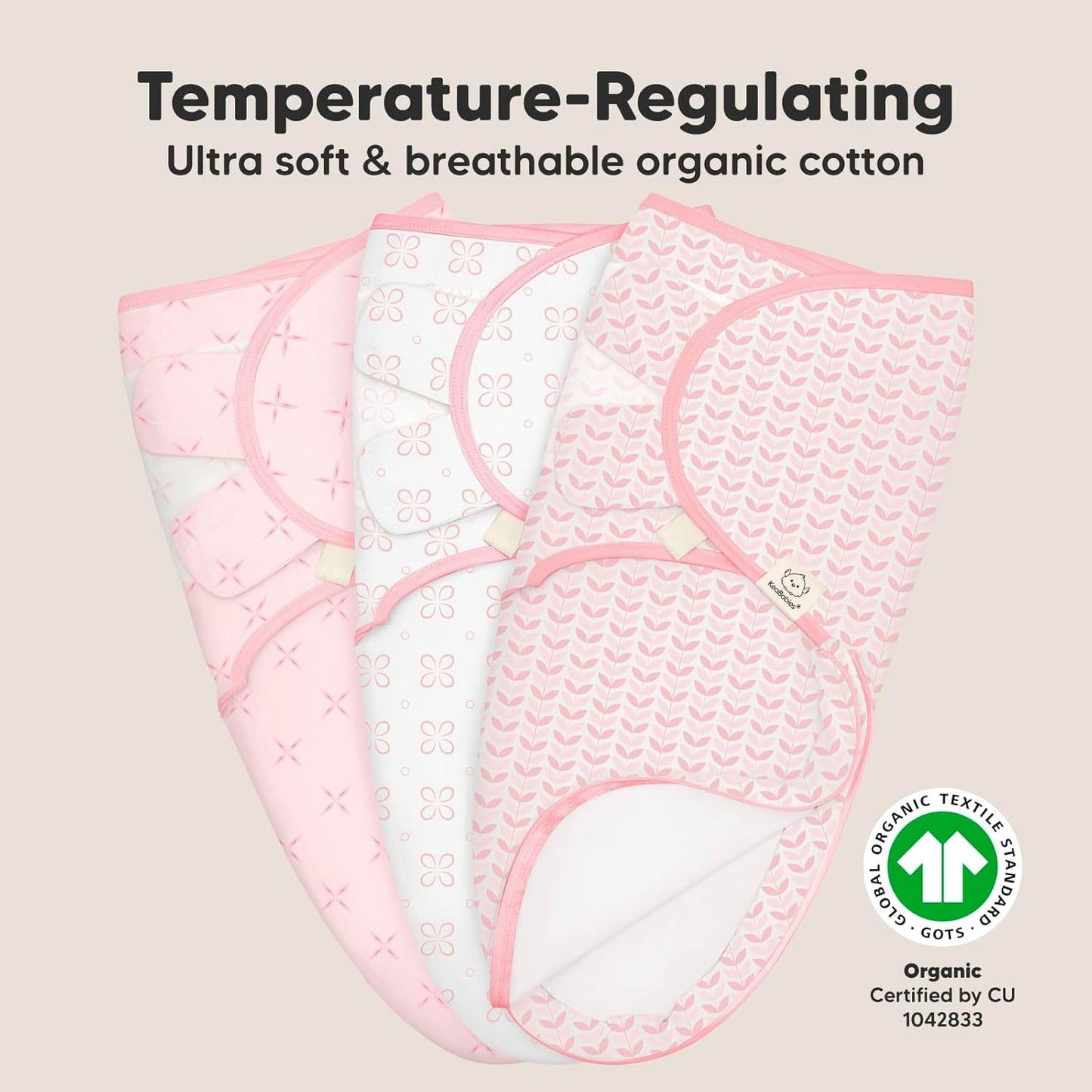 Baby Swaddle Sleep Sacks with Zipper - 3-Pack Swaddles for Newborns 0-3 Months, Infant, Baby Girls, Boys, Soft & Durable Newborn Sleep Sack, Easy Diaper Change Swaddling Blanket (Blossom)