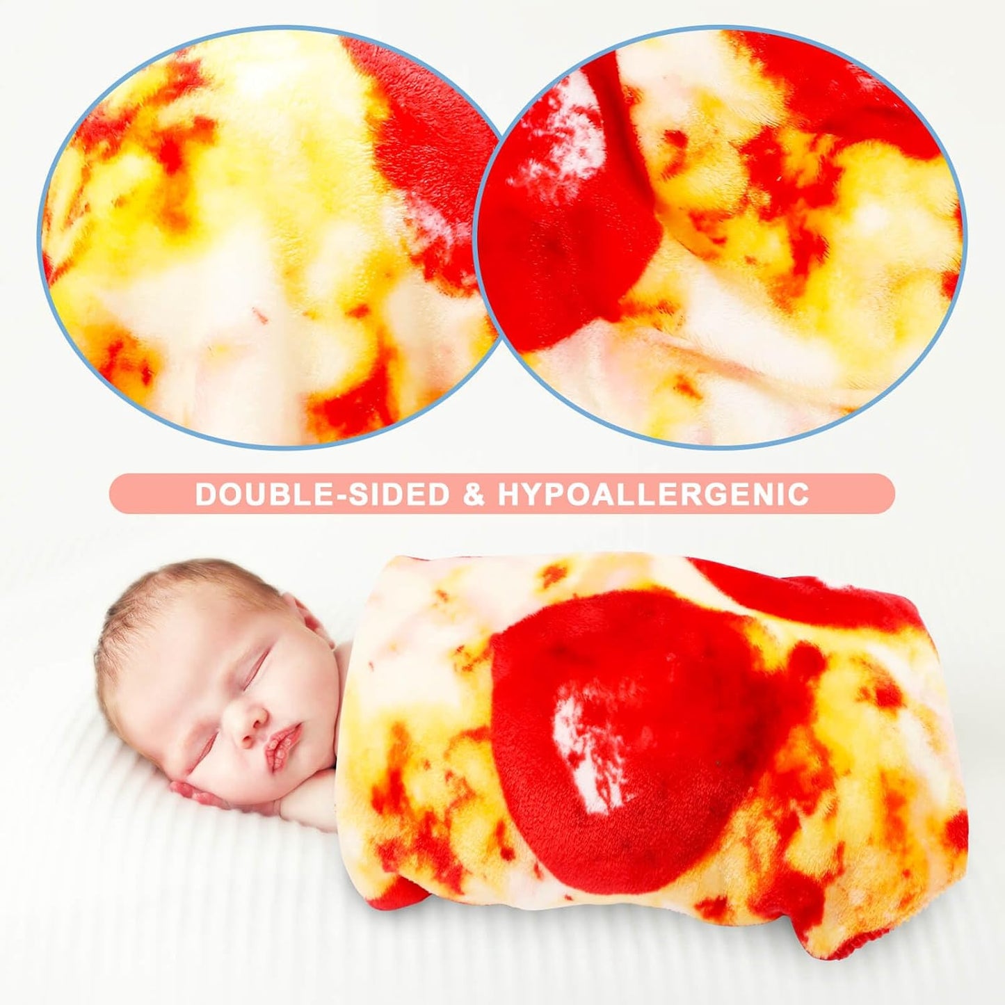 Pepperoni Pizza Blanket Baby Stuff Shower White Elephant Gifts for Kids Throw Blankets Wrap Newborn Swaddle Toddler Boy Girl Party Novelty Gag Pets Soft Fleece 40in