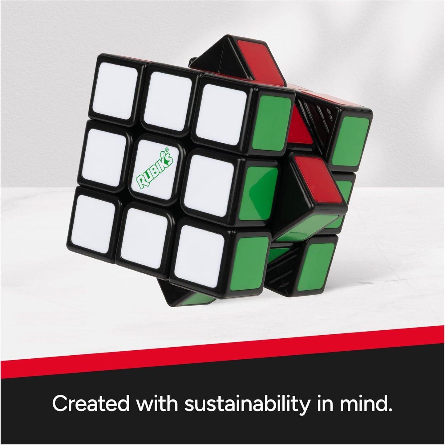 Rubik's Re-Cube, The Original 3x3 Cube Made with 100% Recycled Plastic 3D Puzzle Fidget Cube Stress Relief Travel Game, for Adults and Kids Ages 8+