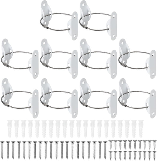 MECCANIXITY Furniture Anchors, 8 Inch Anti Tip Furniture Anchors Stainless Steel Furniture Securing Wall Anchors for Earthquake Straps Home Safety, White 10 Sets