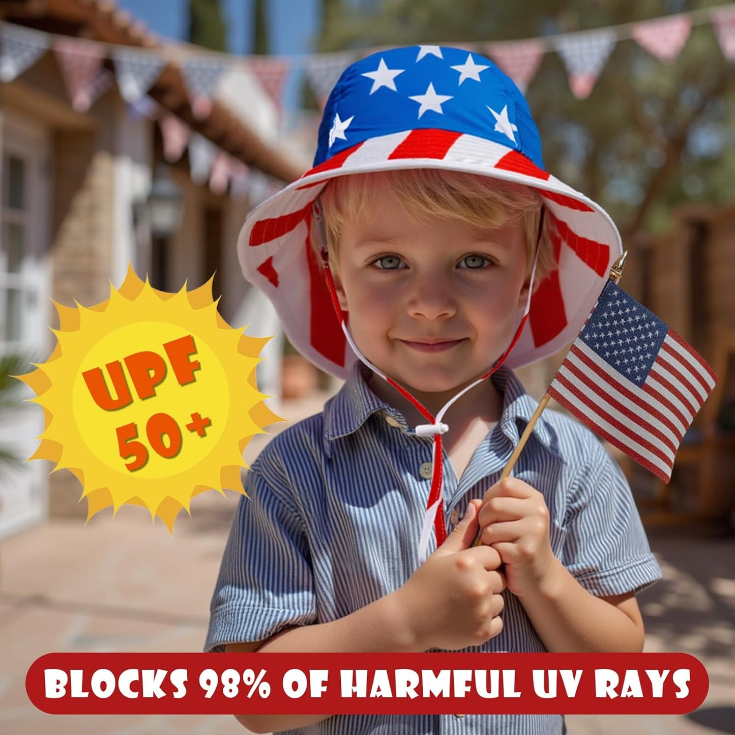 Toddler Baby Sun Hat Kids Summer UPF 50+ for Boys Girls Adjustable Beach Hats with Bucket Wide Brim Age 1-7 Years