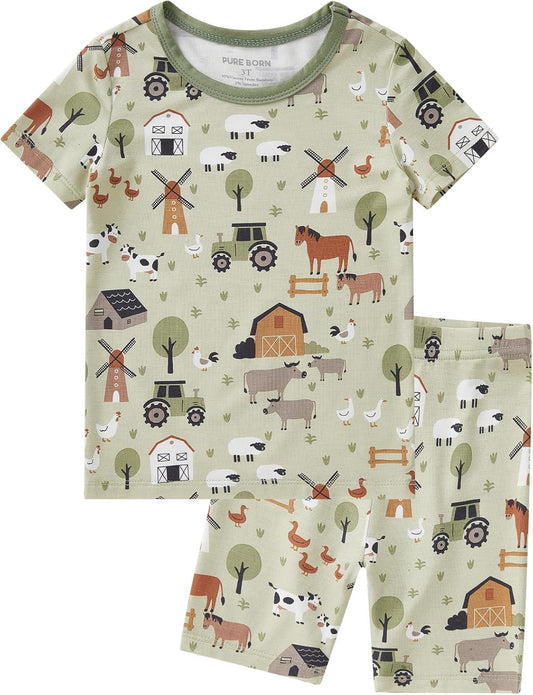 pureborn Baby Viscose From Bamboo Pajamas Set Pjs - Kids Toddler Girl Snug Fit Viscose Sleepwear 2pcs 18M-8Y