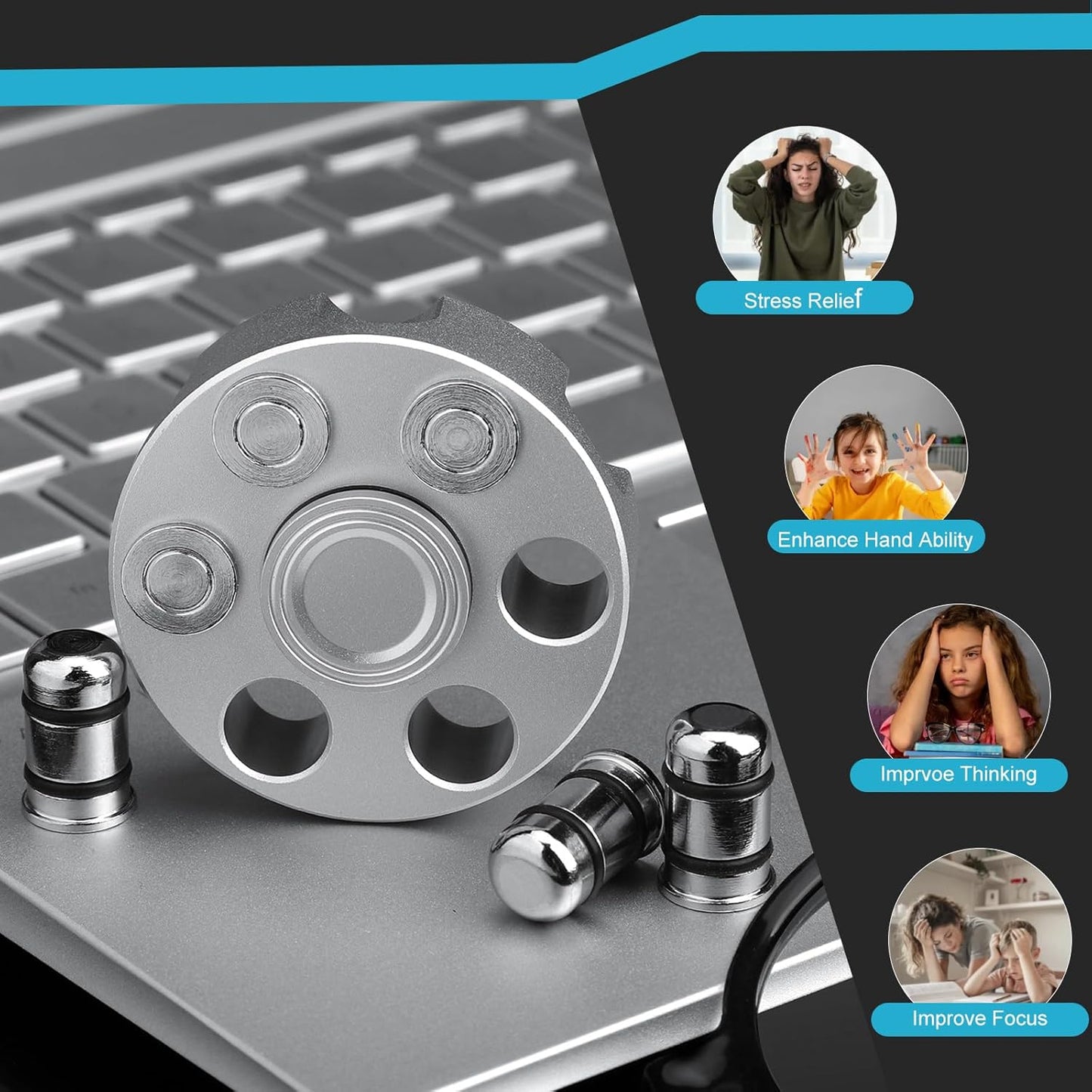 Cool Alloy Fidget Spinner Toys Metal for Kids Adults, Fidget Cube Block Chain Small Sensory Gadget Finger Hand Spinner Cool Gadget Stuff Gift for Men, Desk Spining Top Toy Best Gift Party Favors