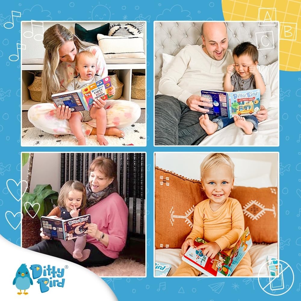 Ditty Bird Animal Songs Book for Toddlers – Interactive Sound Book with Baby Shark & More | Musical Board Book for 1-3 Year Olds | Fun, Realistic Animal Sounds | Sturdy Sensory Book for Baby