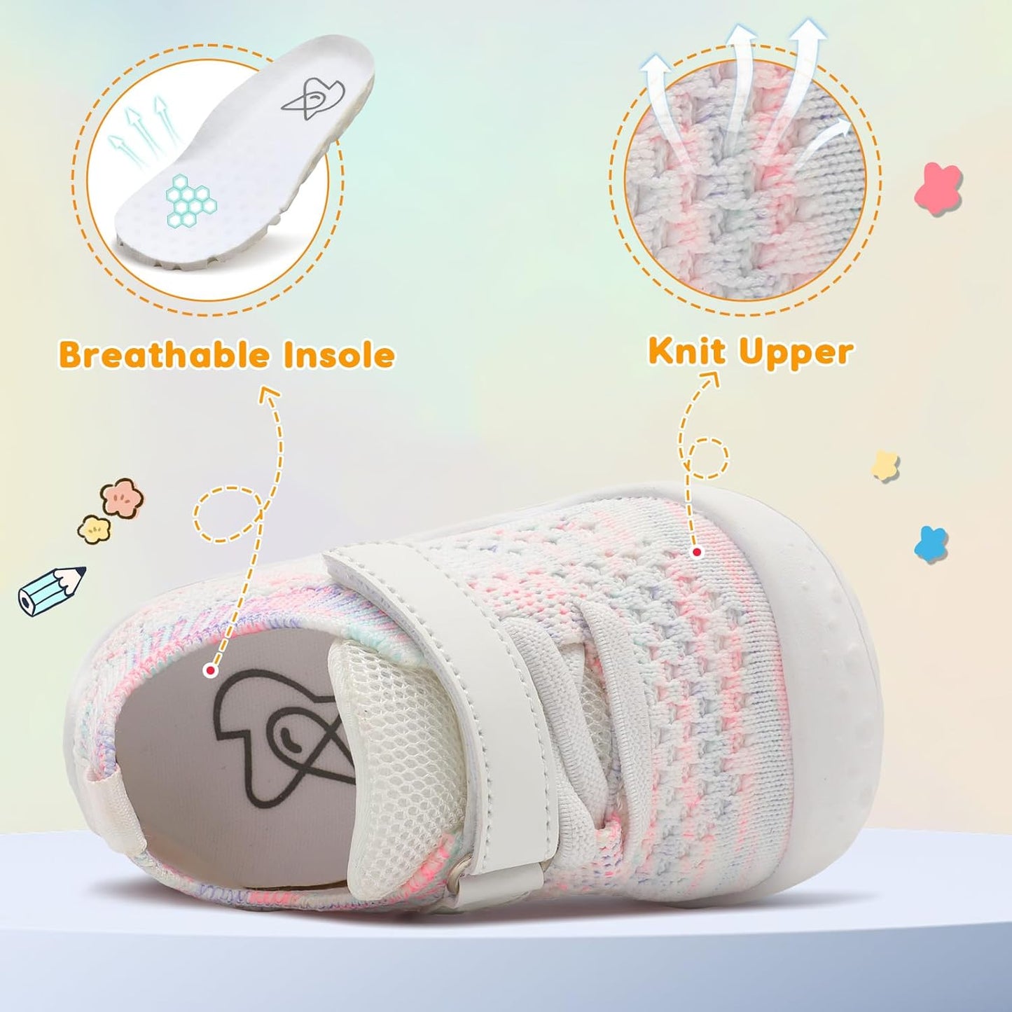 LeIsfIt Baby Shoes Girls Boys First Walking Shoes Infant Sneakers Crib Shoes Lightweight Non-Slip Shoes