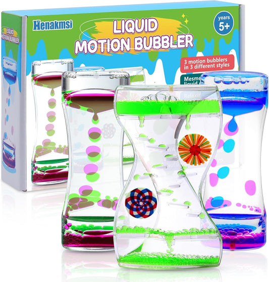 3Pack Liquid Motion Bubbler Timer for Caliming Sensory Toys, Autism Toys,Fidget Toy, Children Activity, Desk Toys,Novelty Gifts,Holiday Stocking Stuffers, ADHD Office Home Desk Toys Decorations