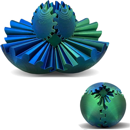 2024 New Gear Ball- 3D Printed Gear Ball Spin Ball or Cube Fidget Toy Desk Toy - Ideal for Sensory Needs and Autism Activity Gear Ball for Adults & Kids Ages (Green)