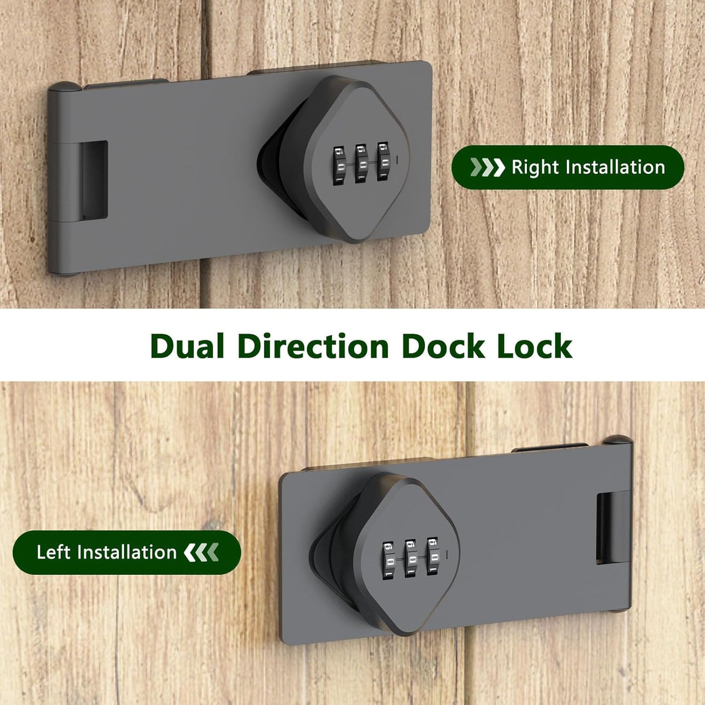 Cabinet Password Hasp Lock, 3-Digit Cabinet with Combination Lock, Sliding Barn Door Latch for Small Doors, Cabinets, Bathroom, Refrigerator, Garden (1, Gray)