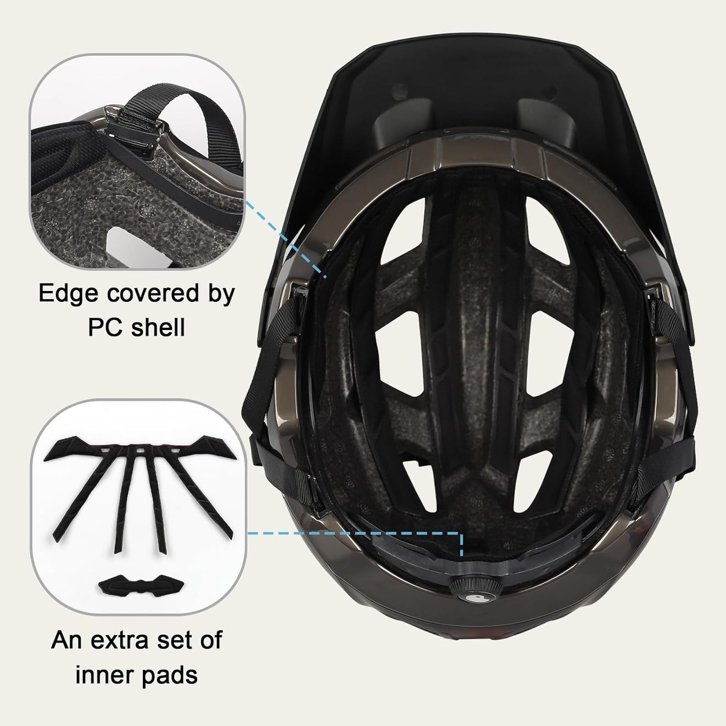 Bike Helmet for Adult & Youth, Lightweight MTB Helmet with Adjustable Visor for Mountain/Road Cycling, 2 Sizes for Men Women Boys Girls