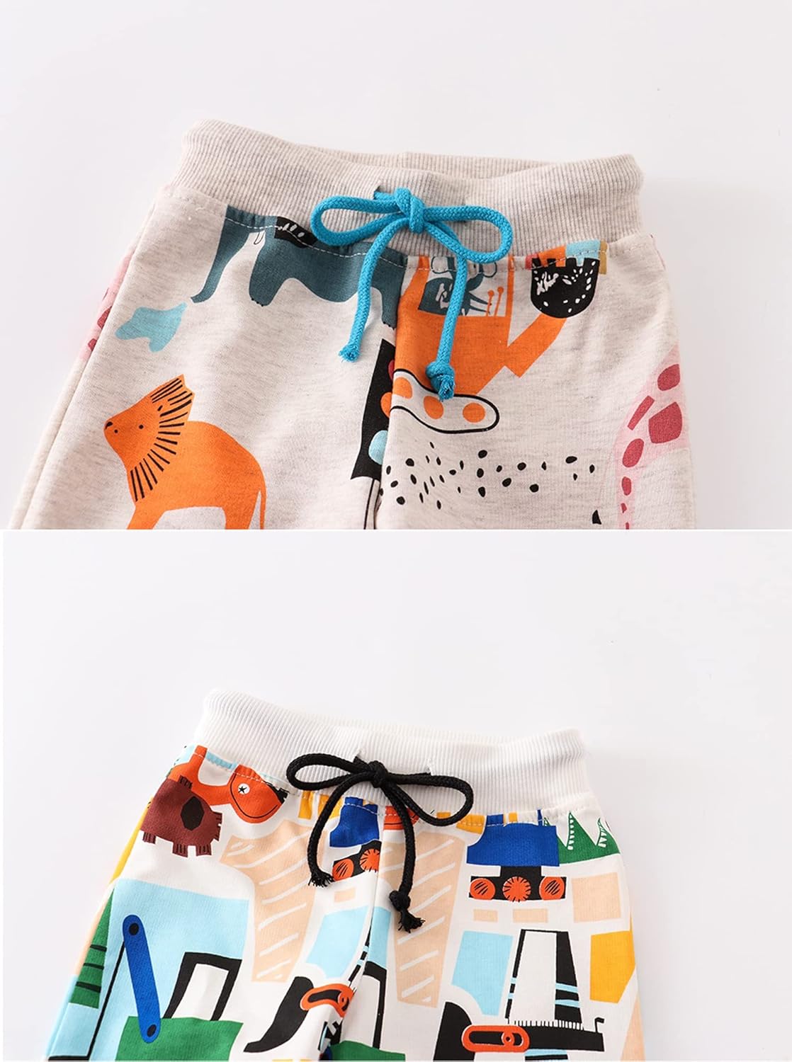 HUAER& Baby Boy's Jogger Pants Dinosaur Car Drawstring Elastic Sweatpants