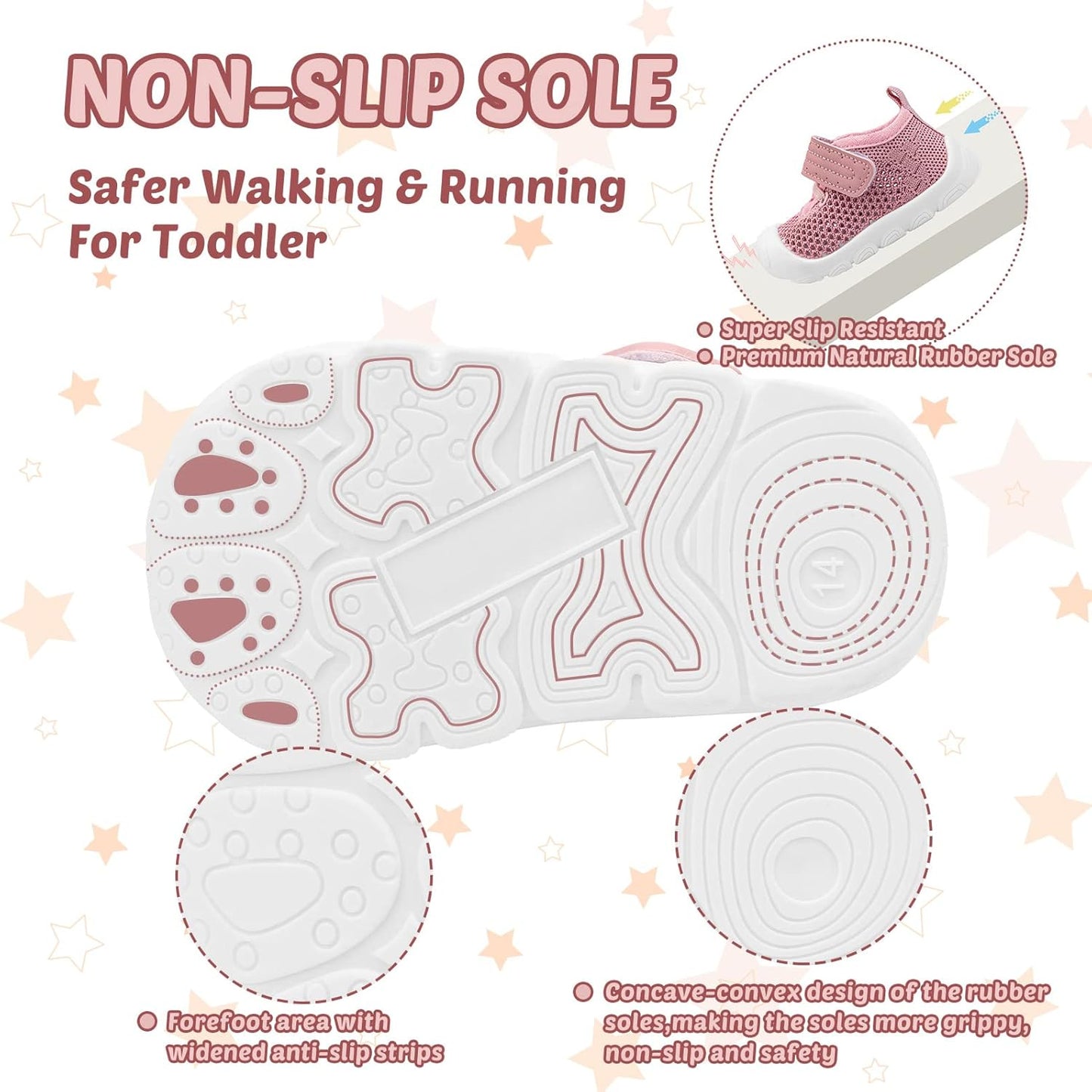 Baby Walking Shoes Toddler Girl Boy Soft Sole Breathable Mesh Slip on Summer Wide Shoes Infant Flexible Lightweight Non-Slip Safer Causal Tennis Shoes Toddler First Walkers Shoes Rubber Soles Outdoor