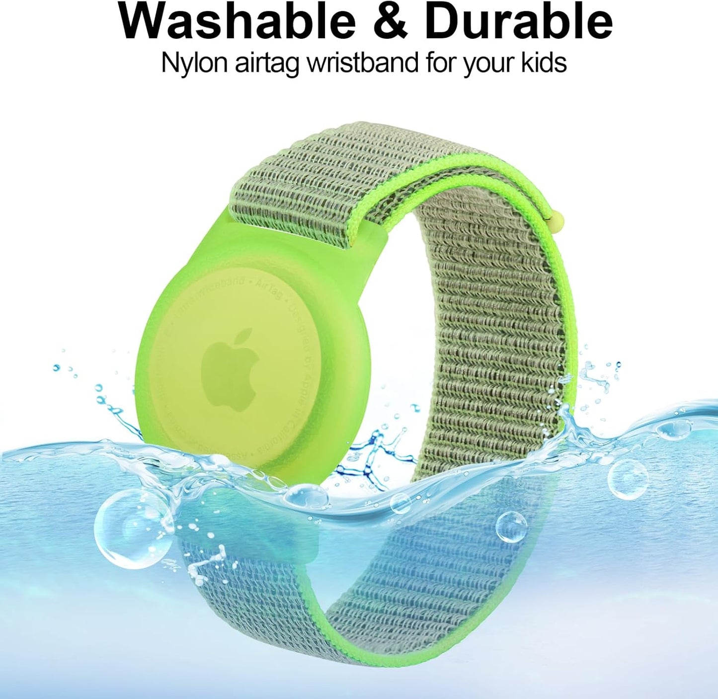 Vancle Kids Wristband for Apple AirTag, Protective Case for Air Tag GPS Tracker Holder with Nylon Bracelet, Adjustable Anti Lost Watch Band for Toddler Baby Children Elders