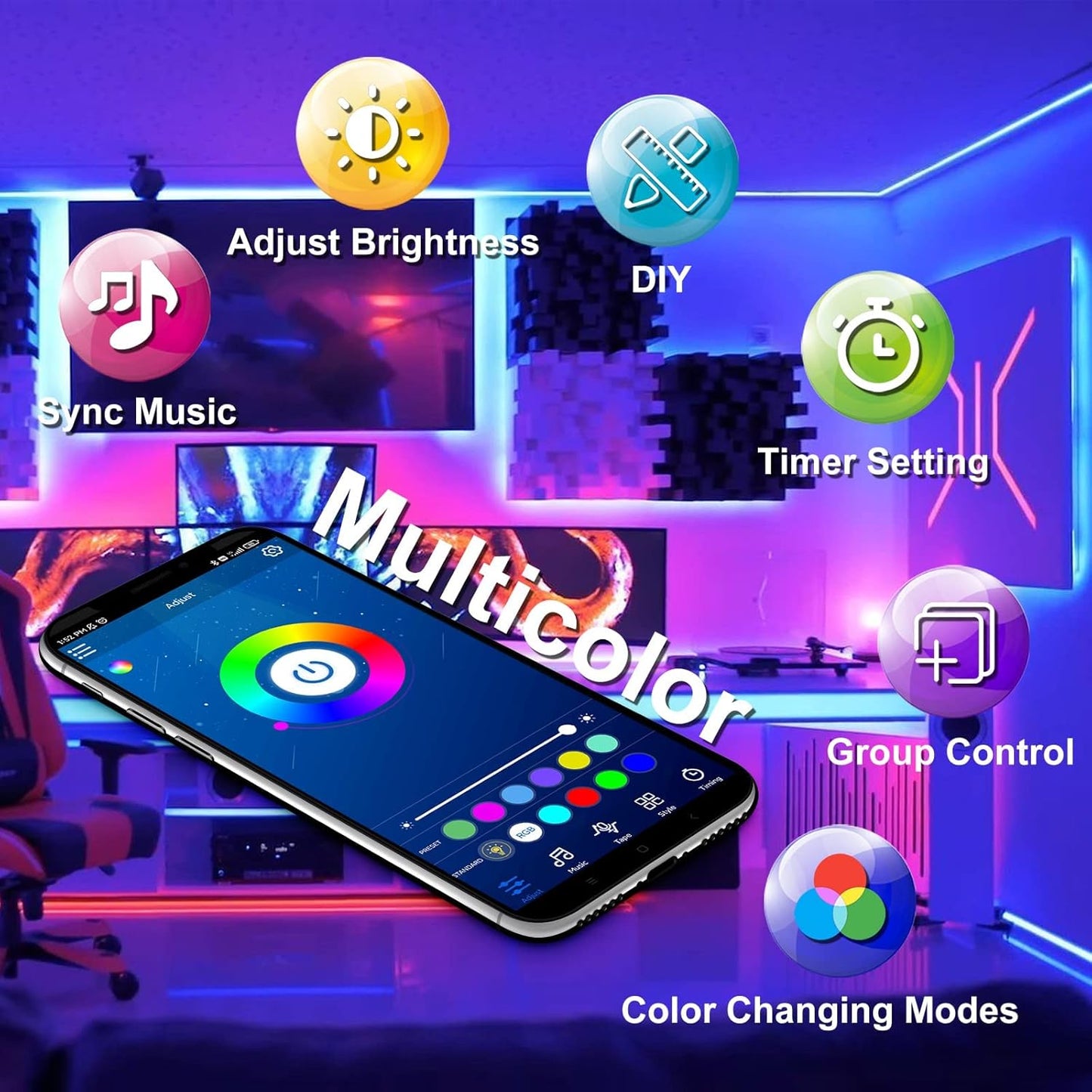 DAYBETTER LED Lights for Bedroom 100 ft LED Strip Lights Bluetooth Music Sync Color Changing Light Strip with Remote and App Control, LED Lights for Room Decor, Party Home Decor(2 Rolls of 50ft)