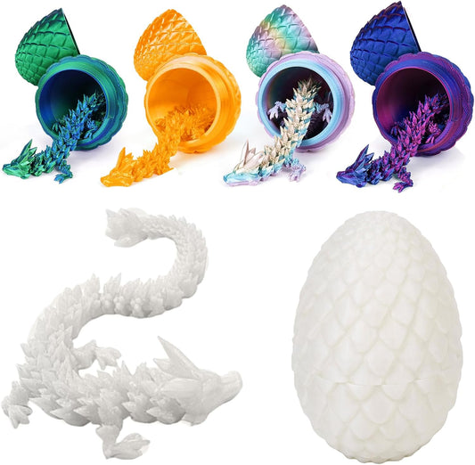 3D Printed Dragon Egg,Dragon Eggs with Dragon Inside,Crystal Dragon Fidget Toys,Full Articulated Dragon Dragon in Egg,Adults Fidget Toys for Autism ADHD (Luminous Green)