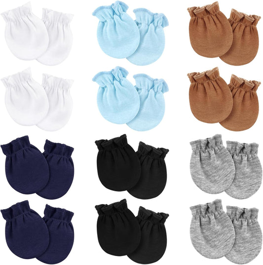 Newborn Baby Mittens No Scratch Cotton Elastic Wrist Gloves Infant Toddler Mittens for Baby Boy Girl 0-6 Months