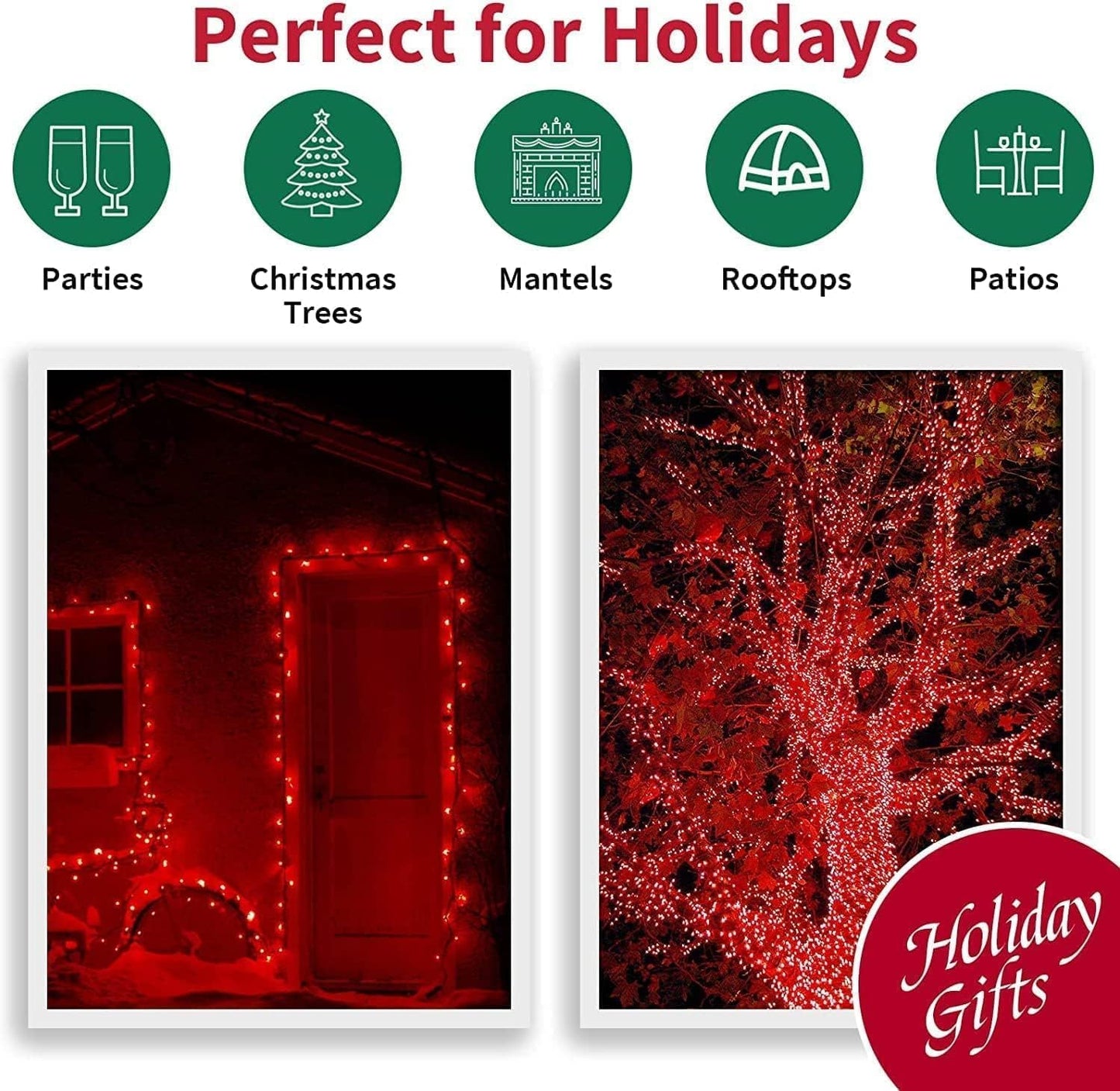 33ft Christmas Decorative Mini Lights, 100 LED Green Wire Fairy Starry String Lights Plug in, 11 Lighting Modes, for Indoor Outdoor Xmas Tree Wedding Party Decoration (Red)