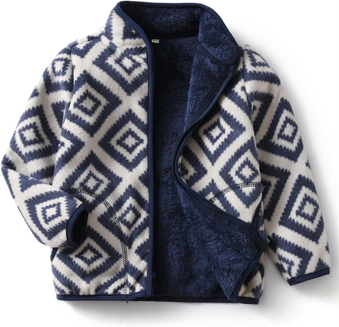 Kids Printed Polar Fleece Jacket Toddler Baby Boys Girls Autumn Winter Warm Sherpa Lining Outerwear Soft Lightweight