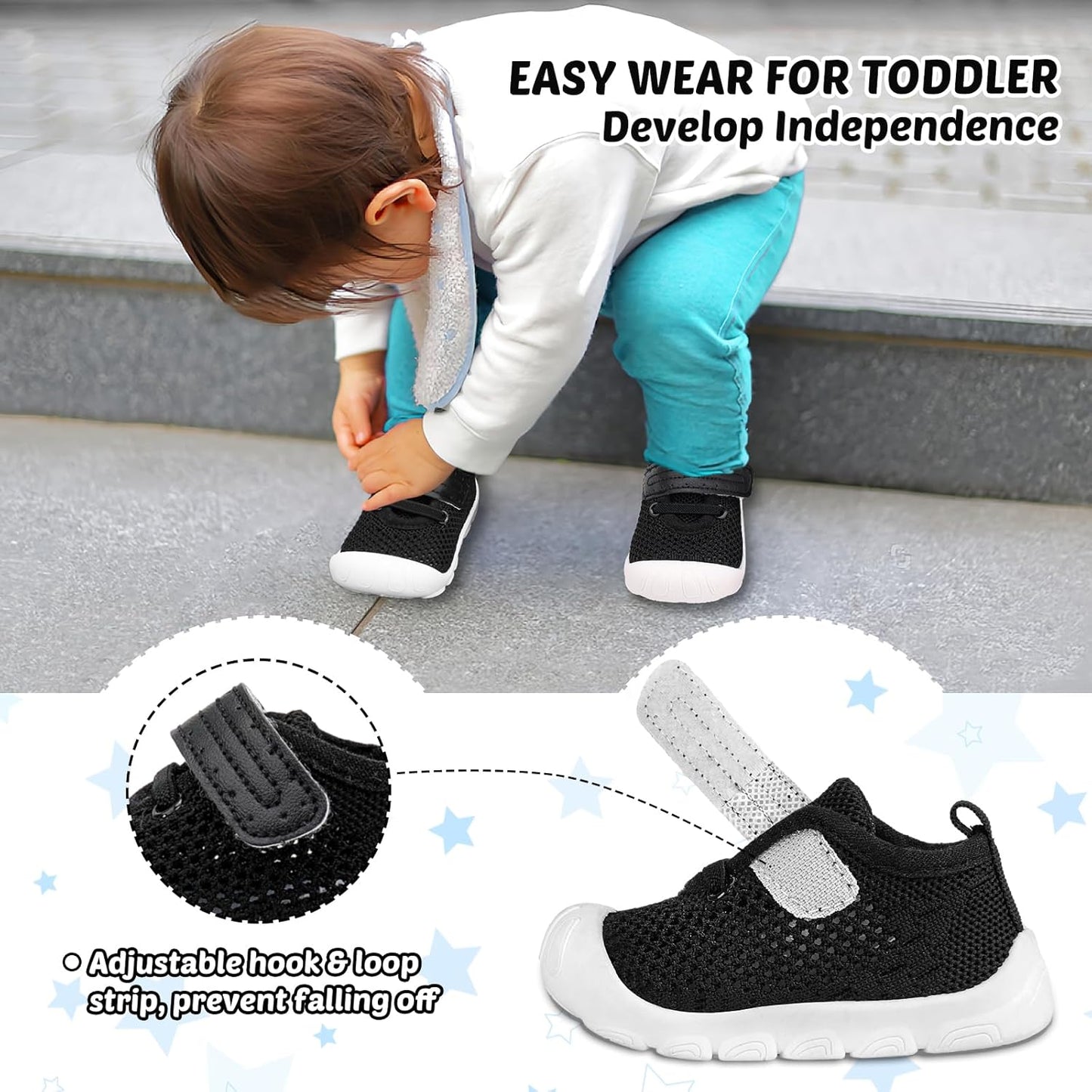 Baby Walking Shoes Toddler Girl Boy Soft Sole Breathable Mesh Slip on Summer Wide Shoes Infant Flexible Lightweight Non-Slip Safer Causal Tennis Shoes Toddler First Walkers Shoes Rubber Soles Outdoor