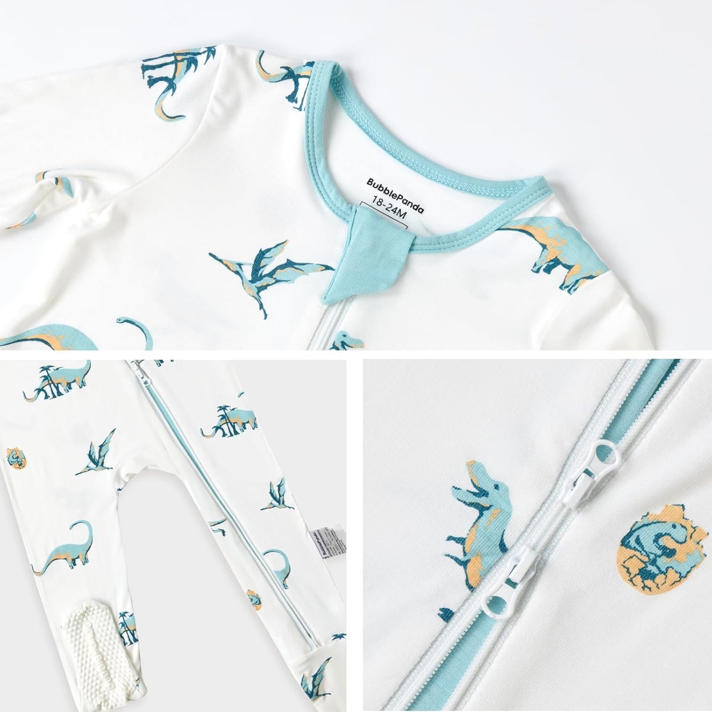 BubblePanda Rayon Made From Bamboo Baby Pajamas Baby Clothes for Boys Girls Unisex Zip-Front Non-Slip Onesie Sleeper