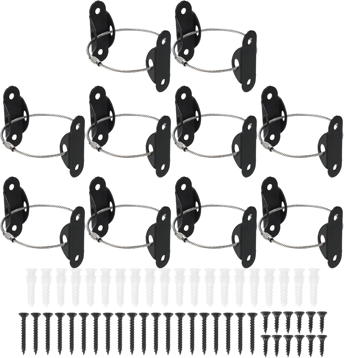 MECCANIXITY Furniture Anchors, 8 Inch Anti Tip Furniture Anchors Stainless Steel Furniture Securing Wall Anchors for Earthquake Straps Home Safety, Black 10 Sets