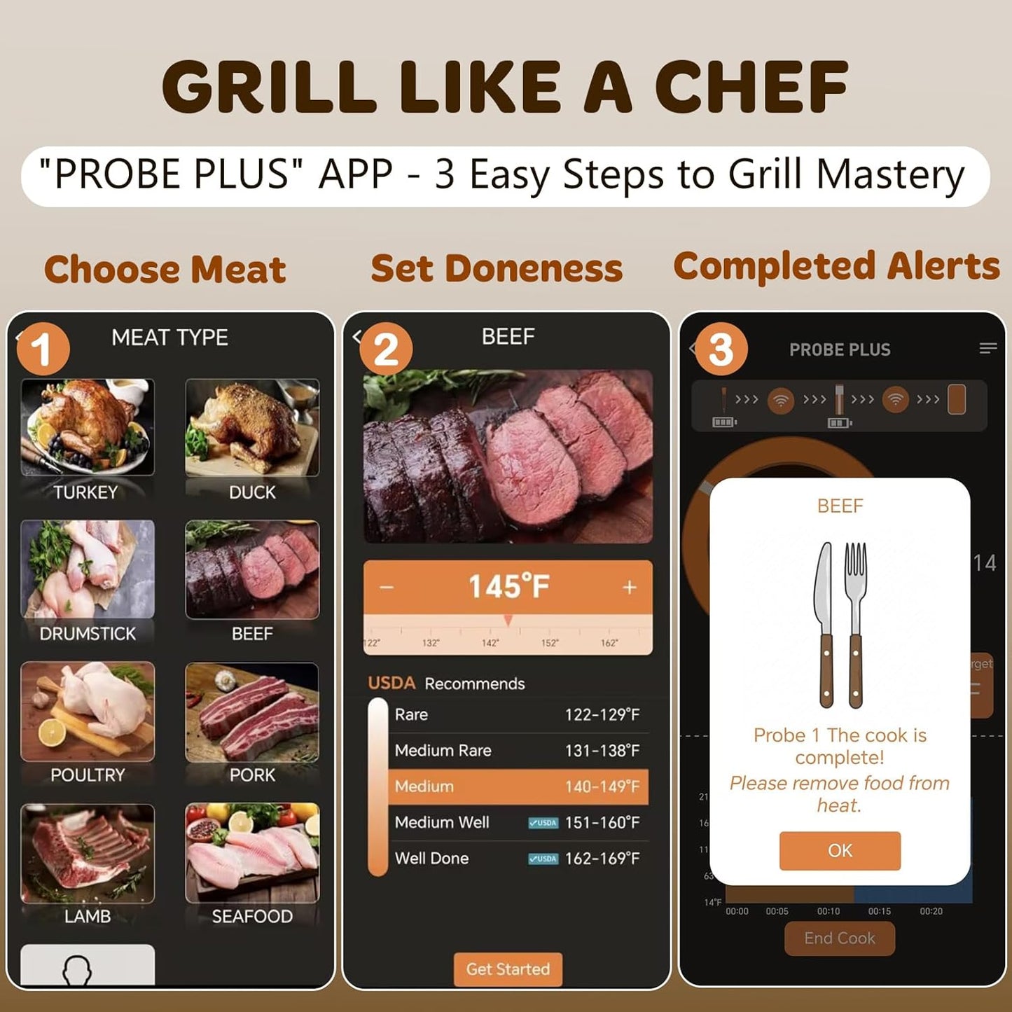 Smart Accurate Wireless Meat Thermometer - 2 Probes for BBQ, Smoking, Grilling, Cooking with Real-Time Alerts, Long Range Bluetooth, Dishwasher Clean, Waterproof for Indoor Outdoor Kitchen Use