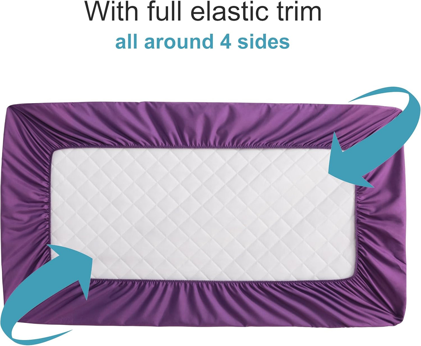 NTBAY 2 Pack Waterproof Crib Mattress Protector, Quilted 28"x52" Toddler Fitted Sheet - Machine Washable - Soft and Breathable Mattress Pad Cover for Crib, Nursery, Daycare, Cot, Purple