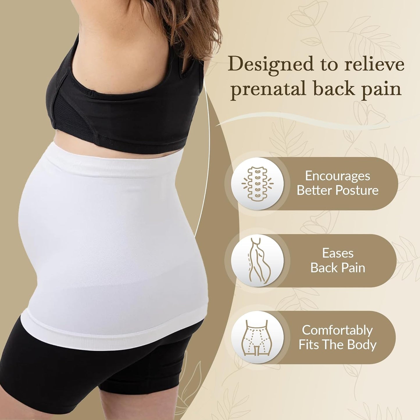 Maternity Belly Band - 4-Way Stretch Post Partum Belly Band For Lumbar & Back Support - Pregnancy Gifts for Moms