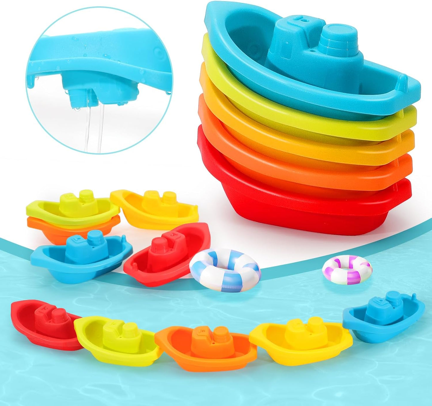 Bath Toys for 12 24 36 Months Babies, Bathtub Toys for Toddlers Kids Ages 1-3, 4-8, Waterfall Bath Toys for Boys and Girls, Small