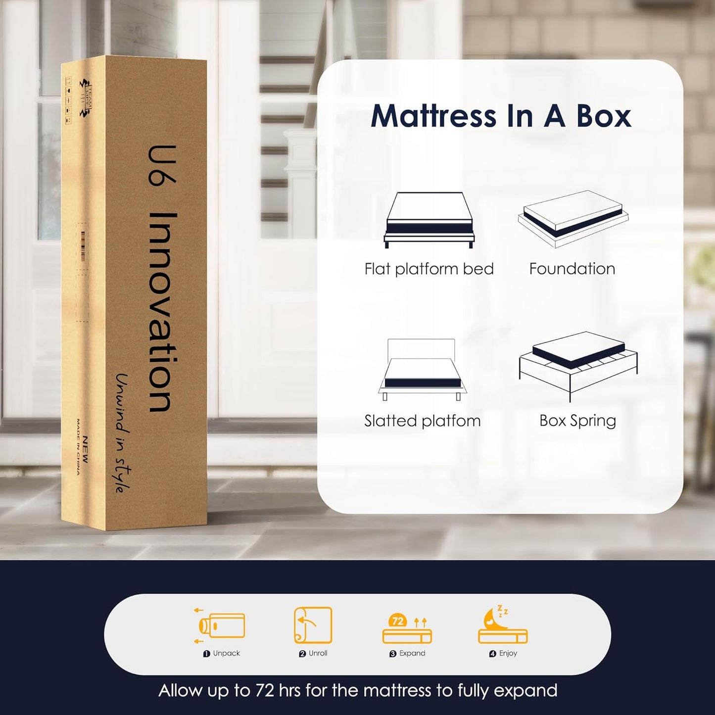 Gel-Infused Memory Foam Mattress 14 Inch Queen Size,Medium Soft with Removable Washable Cover Cooling Gel Bed in a Box,CertiPUR-US Certified,60"X80"X14" Navy Blue