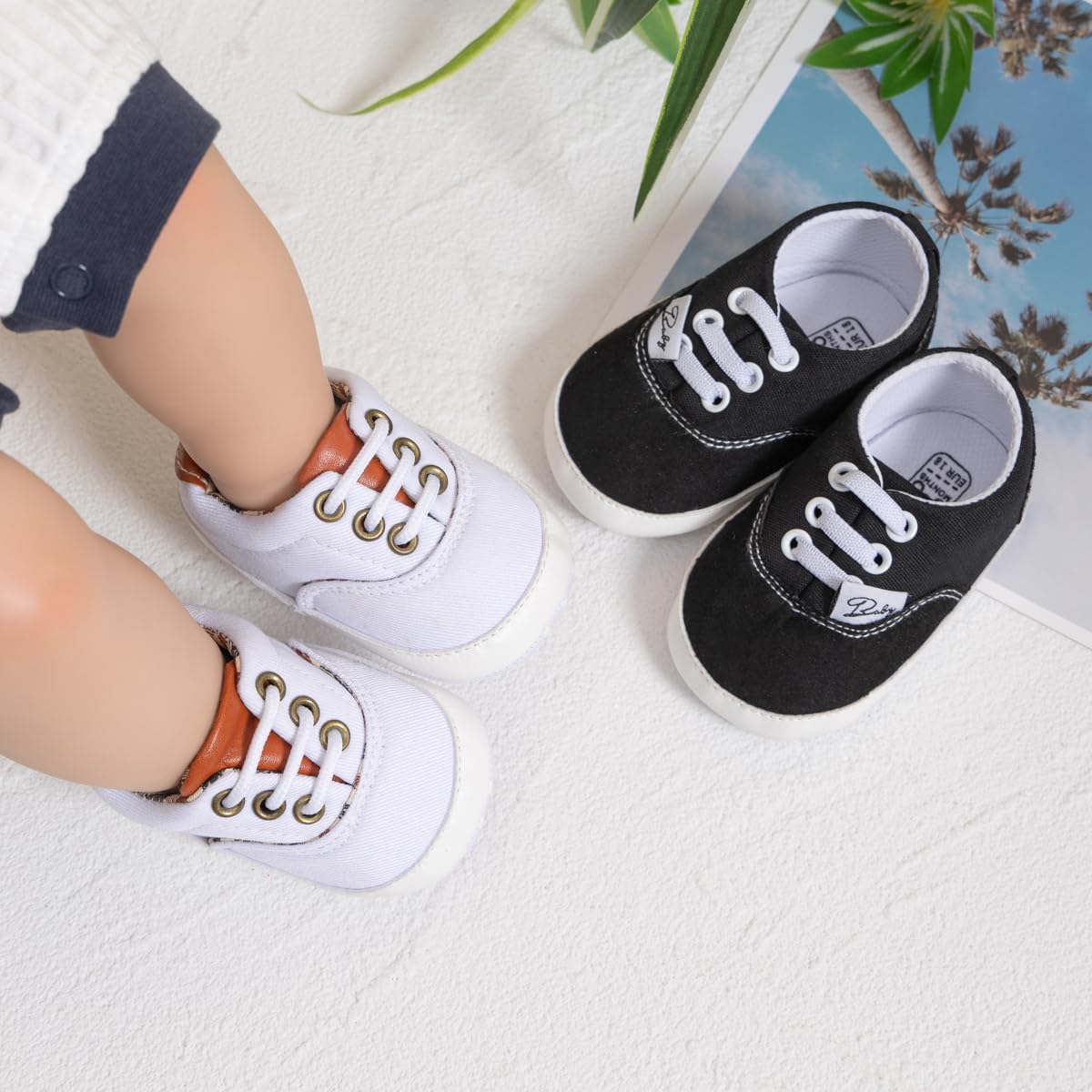 Morbido Infant Baby Boys Girls Canvas Sneaker Toddler Slip On Anti Skid Newborn First Walkers Candy Shoes for 0-18 Months
