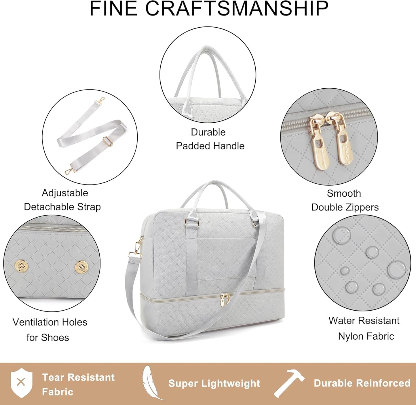 Soperwillton Women Travel Duffel Bags Carry On Overnight Bag with Shoe Compartment & Toiletry Pouch Gym Bag with Wet Pocket