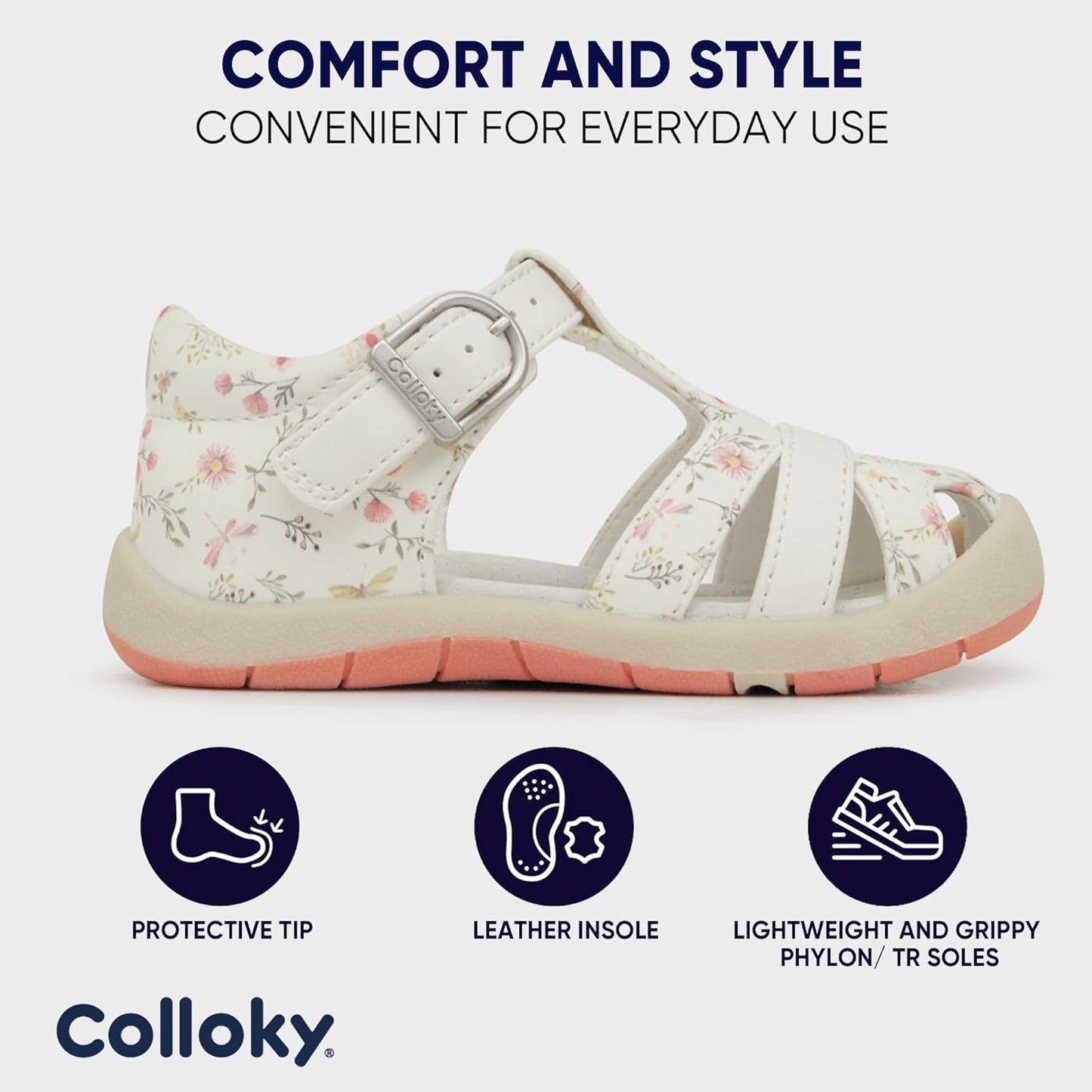 Toddler Girls Fisherman Buckle Sandals - Comfortable Summer Sandals with Closed Toe & Adjustable Strap for Daily Wear & Outdoor Play