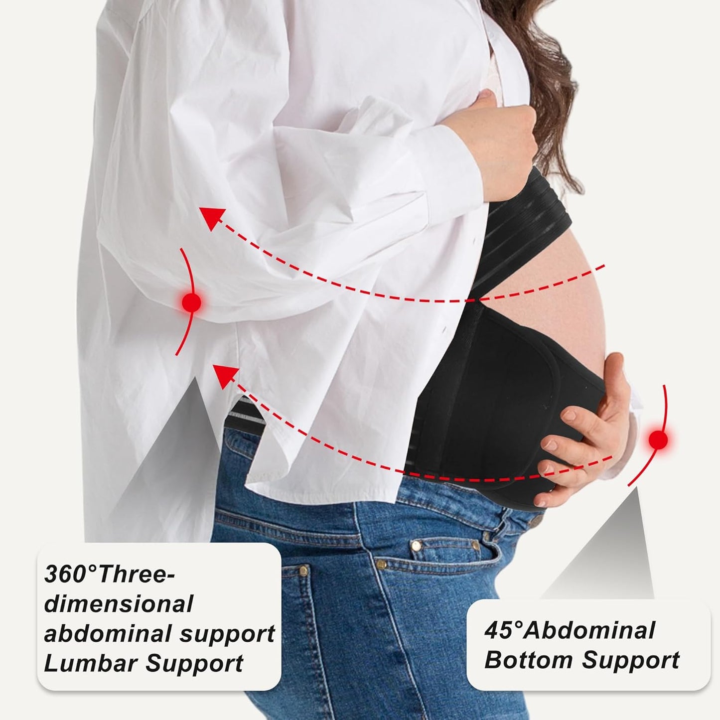 Pregnancy Belly Band, Breathable Belly Support Brace, Pregnancy Support Belt, Lightweight Abdominal Binder, for Abdomen, Pelvis, Black, Large, 1 Set