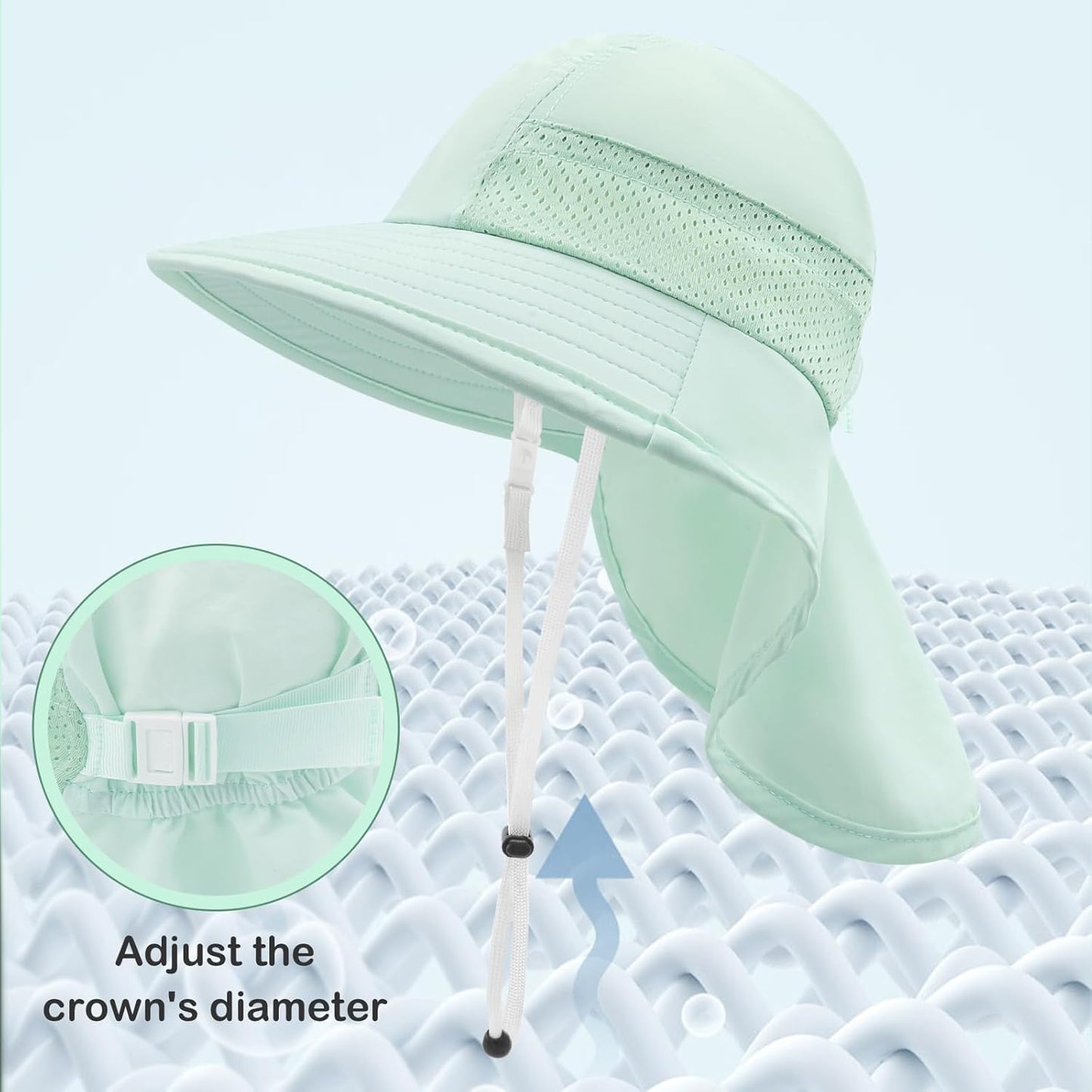 XIAOHAWANG Girls Sun Hat Baby Beach Hats Boys UPF 50+ Kids Summer Protection Cap Toddler Breathable Caps Wide Brim Neck Flap