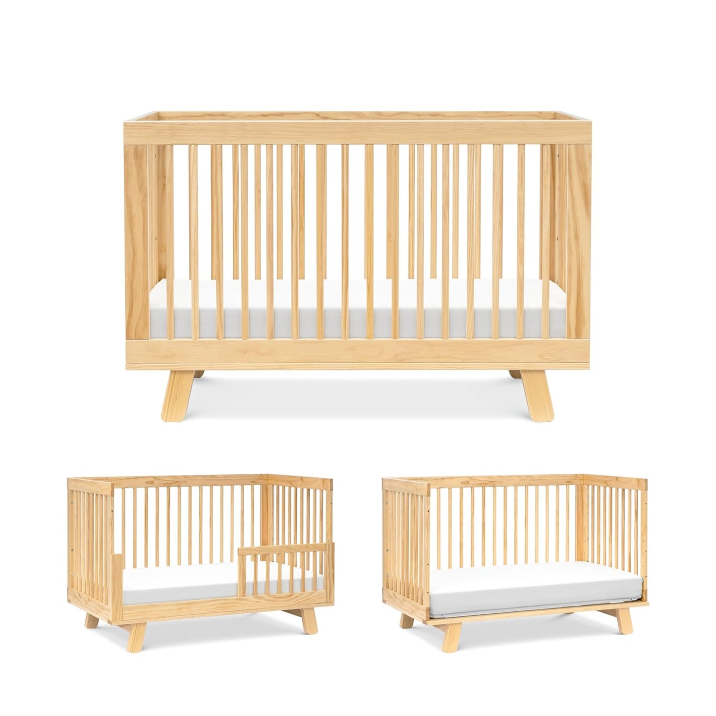 babyletto Hudson 3-in-1 Convertible Baby Crib with Toddler Bed & Daybed Conversion - Easy to Assemble - GREENGUARD Gold Certified w/ 4 Adjustable Mattress Heights - Natural