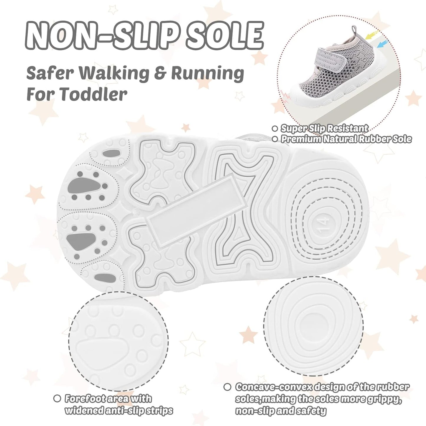 Baby Walking Shoes Toddler Girl Boy Soft Sole Breathable Mesh Slip on Summer Wide Shoes Infant Flexible Lightweight Non-Slip Safer Causal Tennis Shoes Toddler First Walkers Shoes Rubber Soles Outdoor