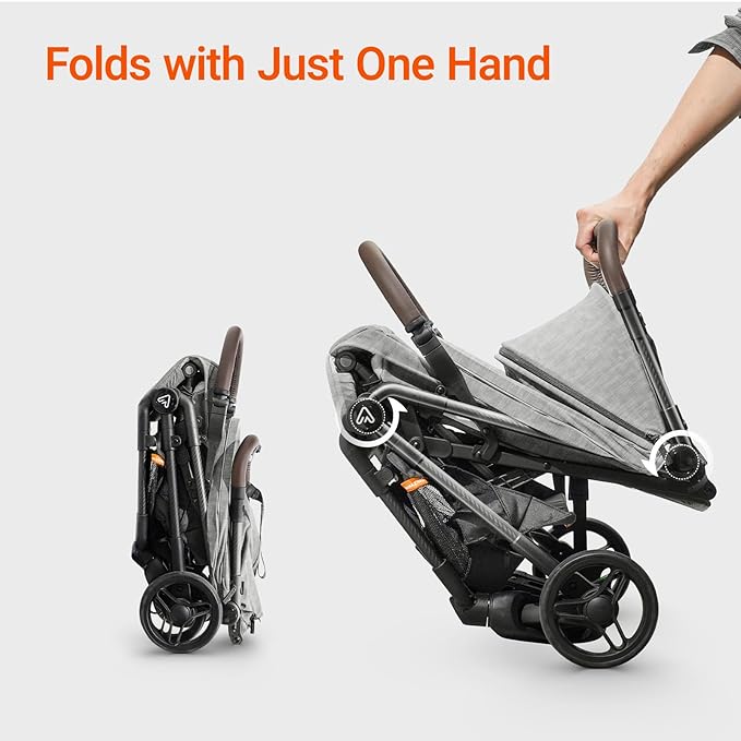 MAMAZING Lightweight Baby Travel Stroller with Carbon Fiber Frame, Compact & Airplane-Friendly, One-Handed Folding Design, 11.6 lbs, Perfect for Toddlers, Organizer & Cushion Included, Grey
