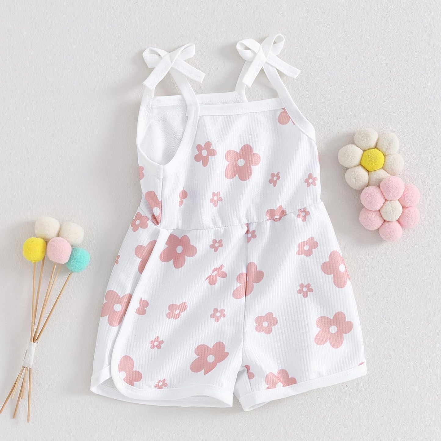 WZTYYDS Toddler Baby Girl Summer Clothes Floral Romper Tie-Up Strap Halter Jumpsuit Infant Summer Sling Playsuit 6M-3T