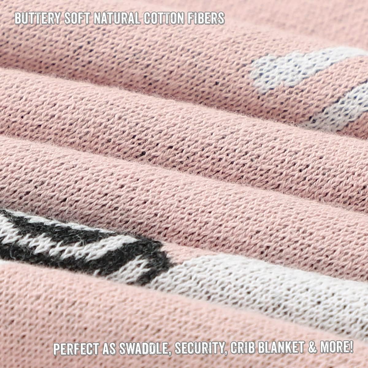 Knit Swaddling Baby Blanket - 100% Fine Loomed Cotton Cozy Receiving Cuddle Stroller Crib Swaddling Stroller Swaddle Quilt Blanket for Newborns Infants Toddler Boys and Girls (Llama - Pink)