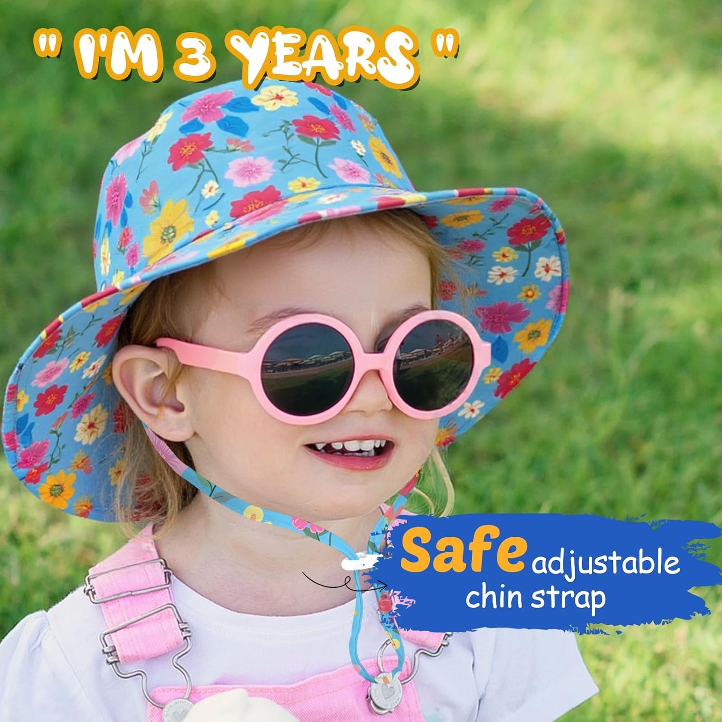 Baby Sun Hat Kids Summer UPF 50+ Toddler Bucket Hat Wide Brim Adjustable Beach Hats for Boys Girls Age 0-6 Years