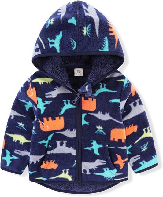 Toddler Boys Full Zip Dinosaur Hoodies Comfortable Sweatshirt