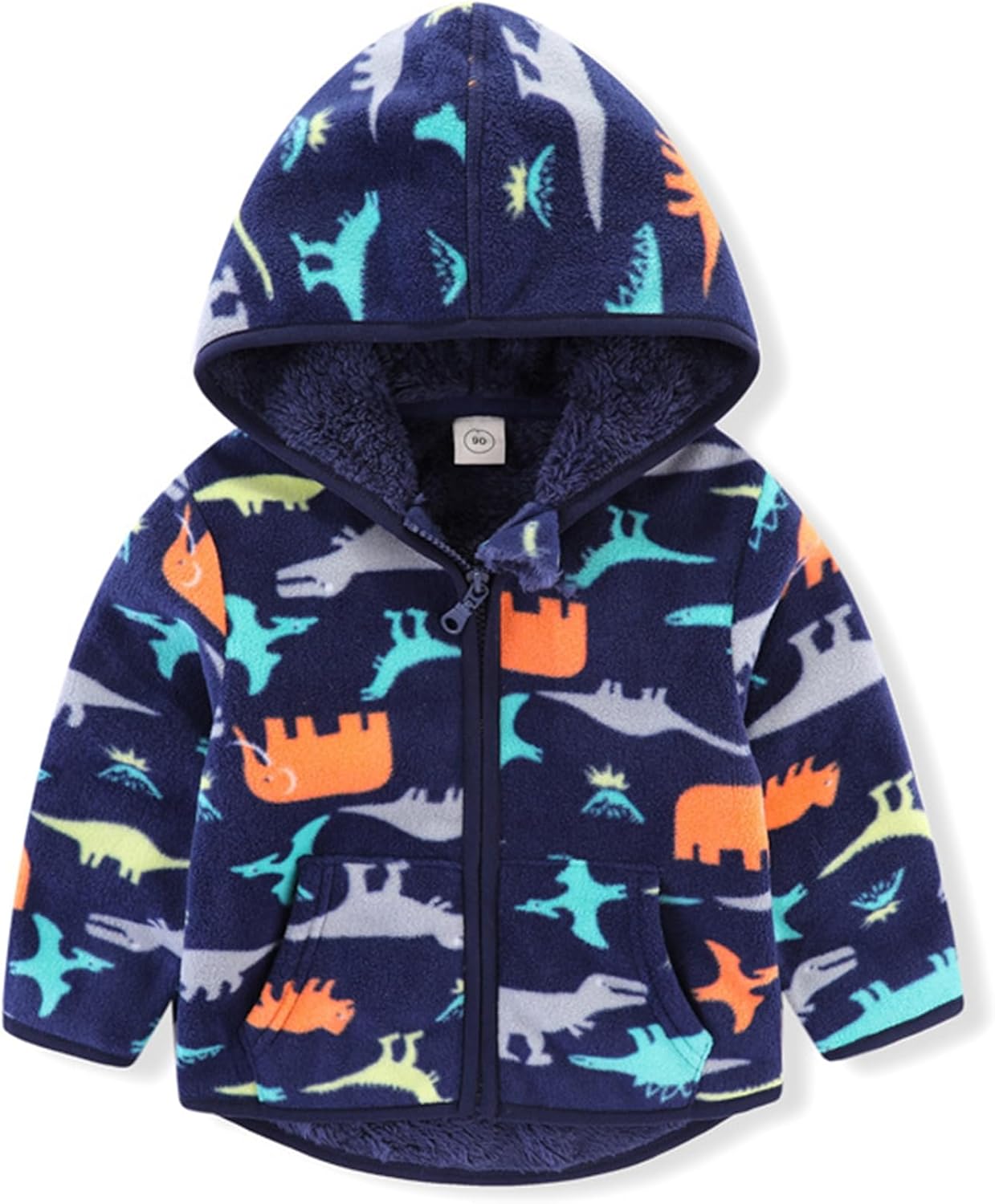 Toddler Boys Full Zip Dinosaur Hoodies Comfortable Sweatshirt