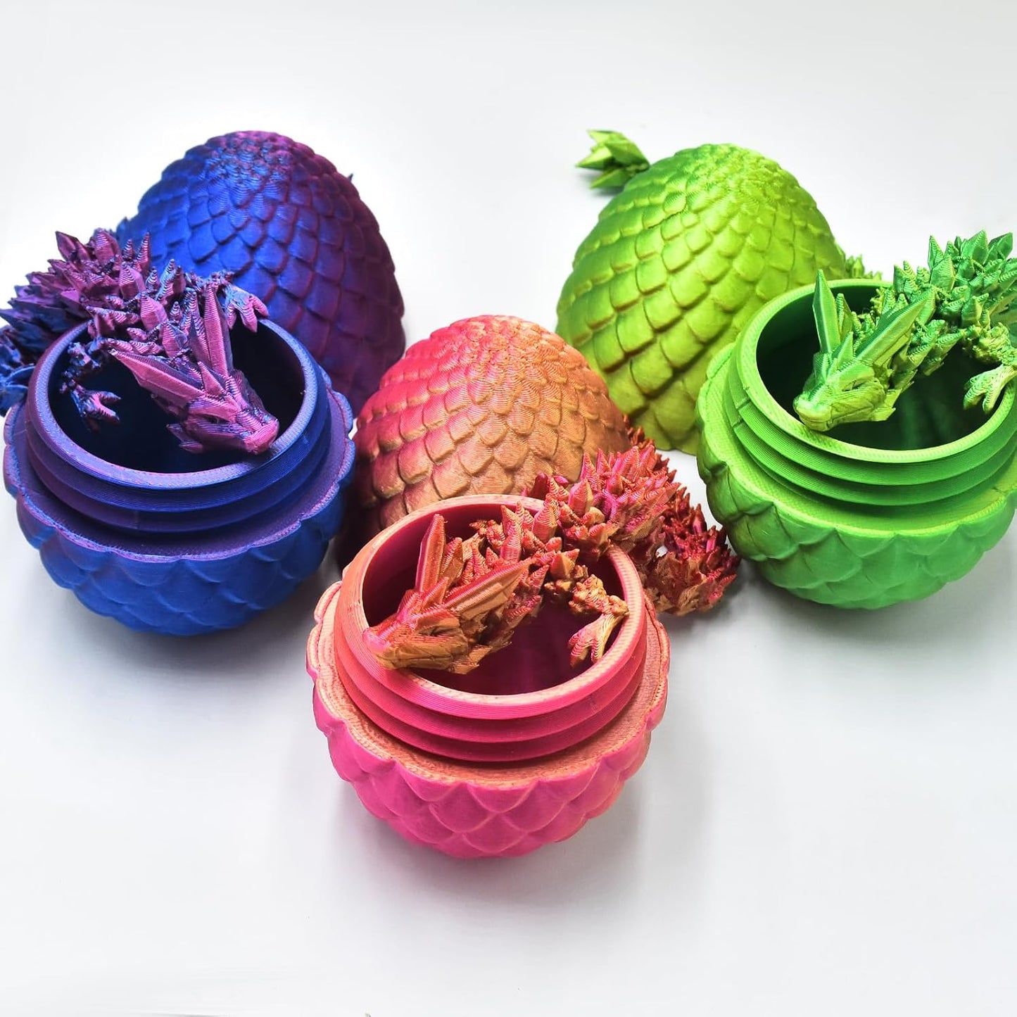 3 PCS Mini 3D Printed Dragon in Egg,Full Articulated Crystal Dragon,Flexible Joints Home Decor Executive Desk Toys, Creative Gifts