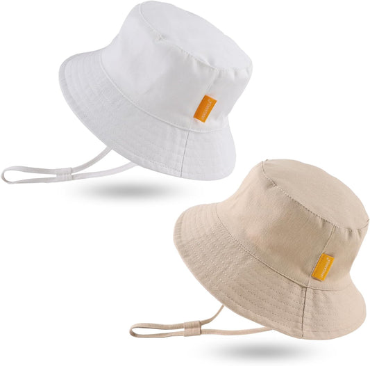 JANGANNSA Cotton Baby Sun Hat Infant Toddler Boys Girls Bucket Hats Summer Sun Protection Kids Beach Caps