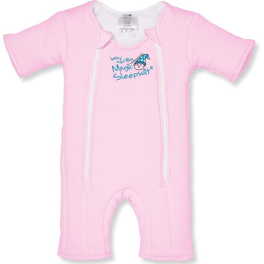 Magic Sleepsuit Baby Merlin's Cotton Baby Swaddle Transition Product - Soft and Breathable Design, Double Zipper for Easy Diaper Changes, Promotes Safe Sleep - Pink - Large 18-21lbs